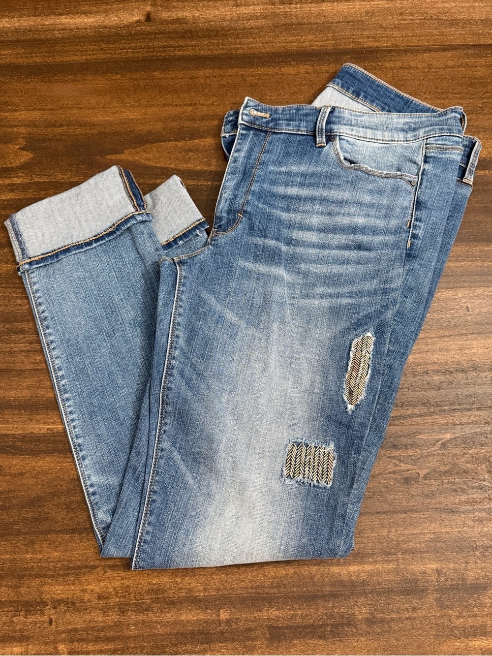 White House Black Market Light Blue Distressed Ankle Jeans